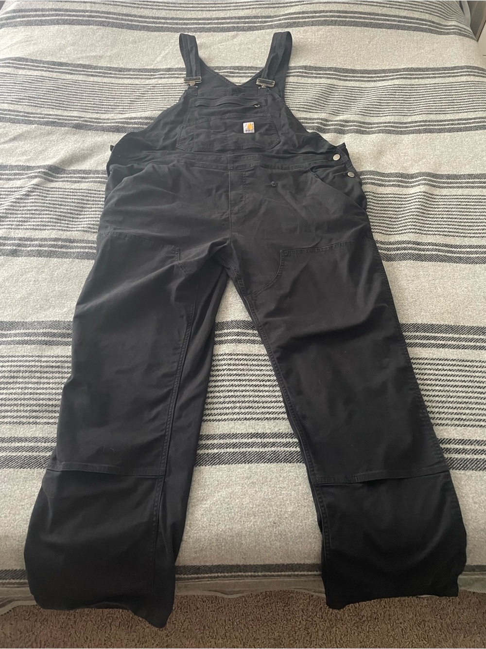 Carhartt XL (16-18) Regular Black Cotton Duck Overalls Bib Jumpsuit